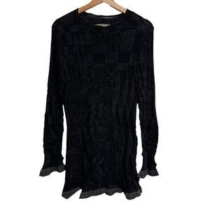 M. & Kyoko Textured 3D Knit Longline Sweater Longline Wool Cotton Baby Alpaca Bl